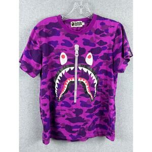 A Bathing Ape World Gone Mad Monster Shirt Size L‎ Purple Camo Short Sleeve Tee
